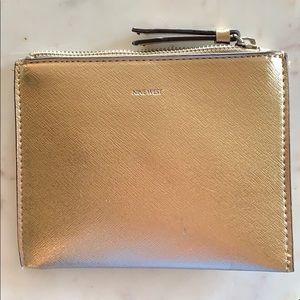 Nine West gold leather wallet/coin bag with zipper